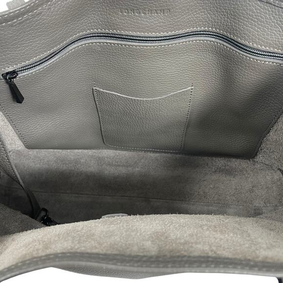 Longchamp Le Roseau Essential Tote Bag Shoulder Bag Pebble Leather Gray - Picture 12 of 15